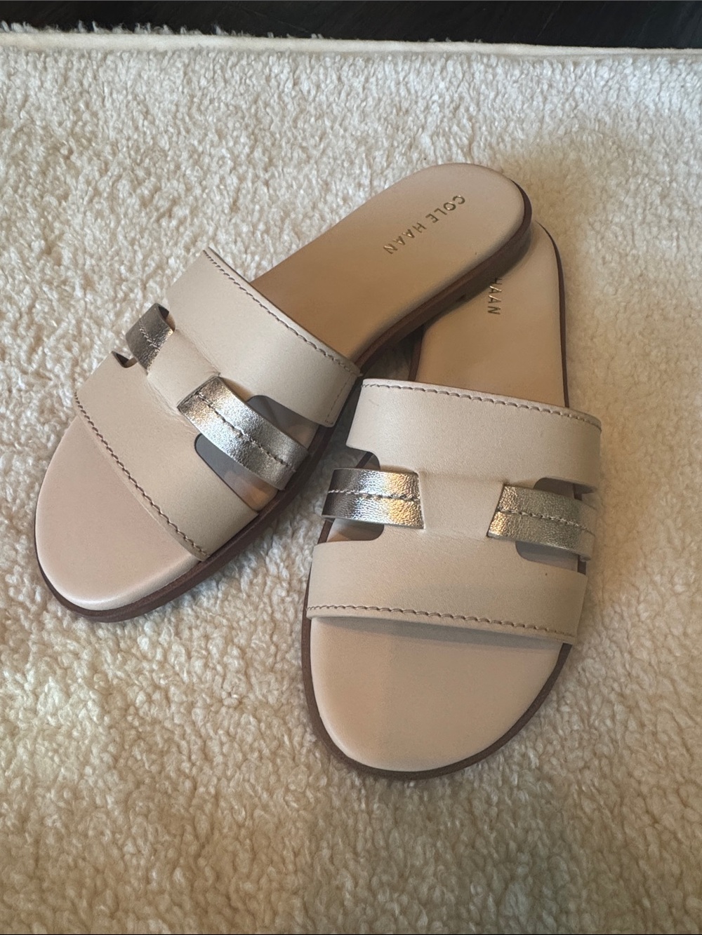 Cole Haan Slide Sandals with Metallic  Accent